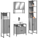  The Living Store Kopalniško pohištvo 4 kosi siva sonoma inženirski les - Komplet Kopalniškega Pohištva, (21499257) Cene
