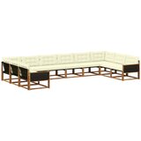 vidaXL Zunanja garnitura za sedenje 10 pcs Naravna in smetana, (5000281792) | Shoptok.si
