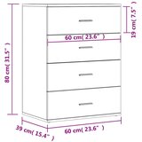  Komoda 2 kosa betonsko siva 60x39x80 cm inženirski les | Shoptok.si