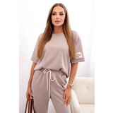 Kesi Włoski Women's viscose set with short sleeves and trousers dark beige | shoptok.hr