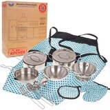  Set metalnih lonaca sa tirkiznom pregačom - 13 elemenata | shoptok.hr