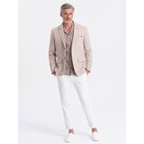Ombre Men's REGULAR cut jacket with linen - light beige | Shoptok.si