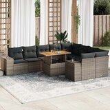 vidaXL 10-dijelni set vrtnih sofa poliratan i bagrem s jastucima sivi | shoptok.hr