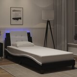  Okvir kreveta s LED-om bez madraca Zadar crno-bijeli 90x190 cm | Eponuda.com