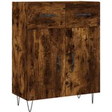 vidaXL Visoka komoda dimljen hrast 69,5x34x180 cm inženirski les | Shoptok.si