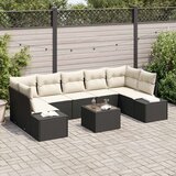 vidaXL set vrtnih sofa Set od 8 Crna i bijela Poli ratan, Čelik, Poliester | shoptok.hr