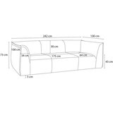 Bobochic Paris Bež sedežna garnitura iz rebrastega žameta 242 cm Giorgia – | Shoptok.si