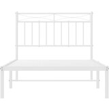 Metalni Kovinski posteljni okvir z vzglavjem bel 100x190 cm | Shoptok.si
