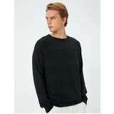 Koton Knitwear Sweater Crew Neck Textured Slim Fit Raglan Sleeve