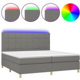 Maison Chic Box spring postelja - Vzmetna postelja z vzmetnico LED temno siva 200x200 cm blago SL9731, (21905598) | Shoptok.si