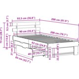  Krevetna konstrukcija Voštano smeđa 90 x 200 cm Borova drva | shoptok.hr