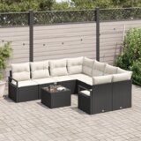 vidaXL 9-delna vrtna sedežna garnitura z blazinami črne poli ratana | Shoptok.si