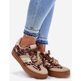Boto Women's Platform Sneakers With Double Lacing Leopard Beige Niteria | Shoptok.si