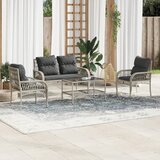 Maison Chic Seti vrtnega pohištva - Vrtna garnitura - Vrtni pohištvo set 4-delna z blazinami siv poli ratan, (21818493) | Shoptok.si
