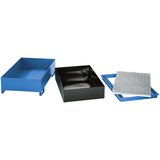 eurokraft pro Jeklena prestrezna kadica s PE-vstavkom, 1000 l, za 2 x IBC/KTC, DxŠxV 2662 x 1312 x 438 mm, modro lakirana | Shoptok.si