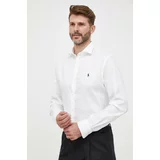 Polo Ralph Lauren Pamučna košulja za muškarce, boja: bijela, slim, s talijanskim ovratnikom