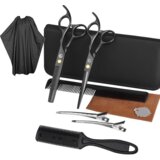 INF frizerski set s frizerskimi škarjami, glavniki, sponke, plašč 10 delov black, (21278246) Cene
