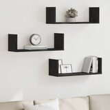  Zidne police 3 kom. Crni hrast 58x18x18 cm Konstruirano drvo | shoptok.hr