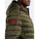 Ombre Men's quilted jacket with satin finish - dark olive green | shoptok.hr