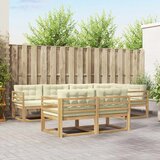  Set vanjskih sofa s jastukom 6 pcs Bijela i krem Poliester | shoptok.hr