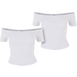 UC Ladies Women's T-Shirt Organic Off Shoulder Rib - 2 Pack White+White | shoptok.hr