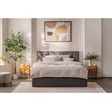 Bonami Selection Siva oblazinjena zakonska postelja z odlagalnim prostorom z ležiščem/roštom 160x200 cm Thessa Bold Line - | Shoptok.si