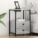 vidaXL Nočna omarica z vtičnico za polnjenje 2 pcs Siva sonoma | Shoptok.si