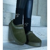 Gemre Green platform snow boots with low uppers and embroidered Greene pattern | shoptok.hr