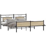 vidaXL Kovinski posteljni okvir brez vzmetnice sonoma hrast 180x200 cm | Shoptok.si