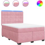 vidaXL Box spring postelja z vzmetnico roza 140x200 cm žamet, (21306418) | Shoptok.si