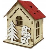  Drveni božićni LED ukras Lampion kućica 7x7x9 cm | shoptok.hr