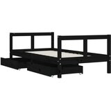  Okvir za dječji krevet s ladicama crni 80 x 160 cm od borovine | shoptok.hr