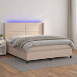  Krevet box spring madrac LED cappuccino 180x200cm umjetna koža Cijene