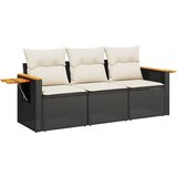  The Living Store Vrtna sedežna garnitura 3-delna z blazinami črn poli ratan - Vrtna Sedežna Garniture, (21452341) | Shoptok.si
