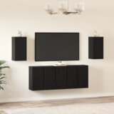  Set TV komoda s policom Zidne s pohranom s vratima 7 pcs Crni hrast 30.5 x 30 x 60 cm | shoptok.hr