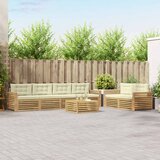  Set vanjskih sofa 7 kom. Bijela i krem Čvrsto drvo akacije | Shoptok.si