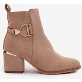 Boto Insulated Women's Ankle Boots on Heels with Gold Elements Beige Ambrine | shoptok.hr