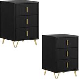 SoBuy Nočna omarica s 3 predali Črna 40x36x63cm FBT115-L-SCHx2, (5000243404) Cene
