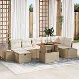 vidaXL 8-delni vrtni sofa set z blazinami Bež Poli ratan | Shoptok.si