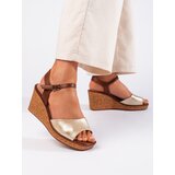 Sergio Leone Women's gold wedge sandals by Cijene