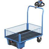 eurokraft pro ploski voziček z električnim pogonom, 4 polvisoke mrežaste stene, dxšxv 1370 x 700 x 1300 mm | Shoptok.si