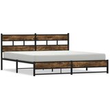 Metalni Kovinski posteljni okvir brez vzmetnice dimljen hrast 200x200cm, (21610835) | Shoptok.si