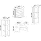MID.YOU kopalnica bitila 60, bela, barva hrasta, 5-Delno | Shoptok.si