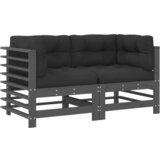 Maison Chic Kotni kavč - Sofa - Kanape z blazinami 2 kosa siva trdna borovina, (21726953) Cene