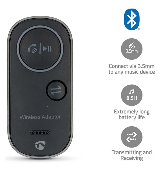BTTC2500BK Bluetooth Transmitter Receiver Audio, video, input: USB-C Female, output:3.5mm