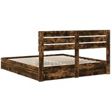  Postelja s shranjevanjem z vzglavjem Dimljeni oreh 180 x 200 cm, (5000105807) | Shoptok.si