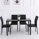  HOCMOM Set od 4 blagovaonske stolice Kuhinjske stolice 41 cm x 50 cm x 91 cm Crna | shoptok.hr