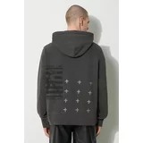 KSUBI Bombažen pulover portal kash hoodie moški, siva barva, s kapuco, MPS24FL011