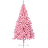 vidaXL Umjetno predsvijetljeno božićno drvce Ružičasta 240 cm PVC | shoptok.hr