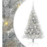  Umjetna preddekorirana božićna jelka srebrna 120 cm PET | Shoptok.si
